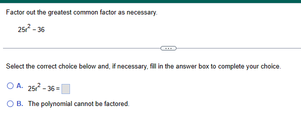 the common factor of term 12x and 36 will be