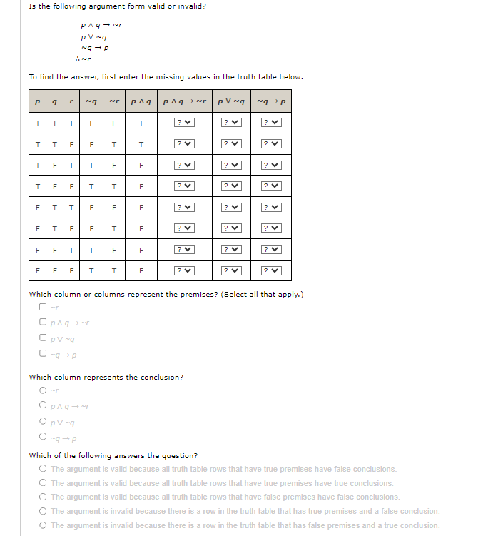 Is the following argument form valid or invalid? | Chegg.com