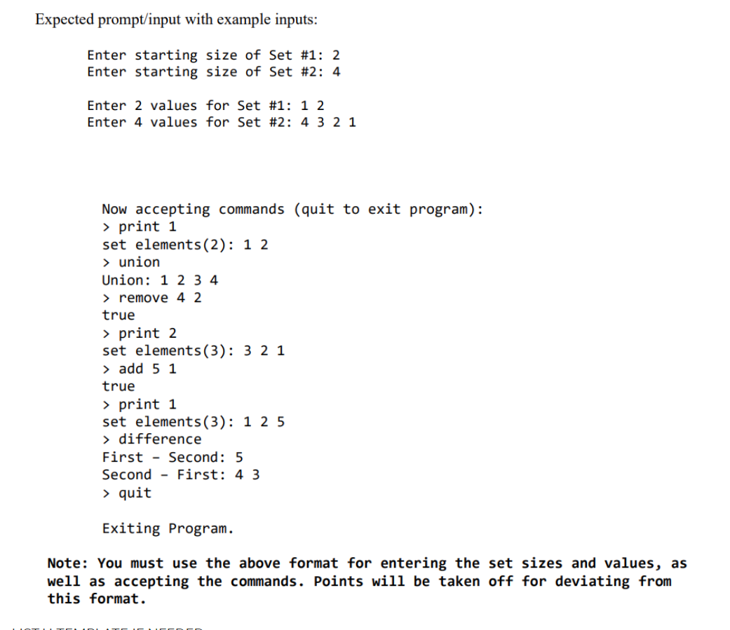 Solved Overview A set is a collection of distinct (unique) | Chegg.com