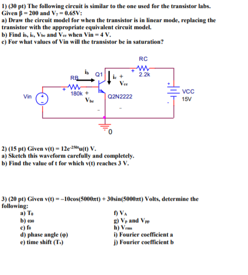 Solved 1 30 Pt The Following Circuit Is Similar To The Chegg Com