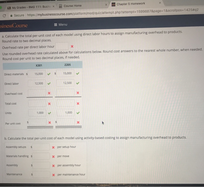 Solved Please answer only the values next to the red X’s | Chegg.com