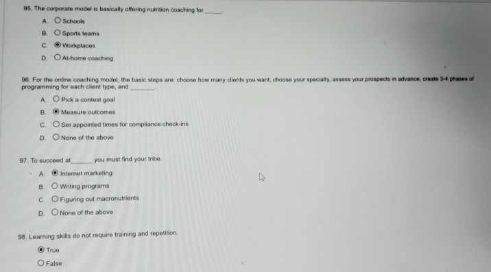 Solved 95. The corporate model is basically offering | Chegg.com