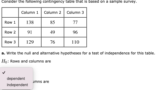 Solved Consider the following contingency table that is | Chegg.com