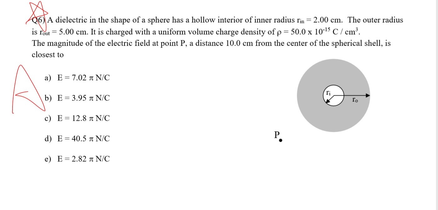 Solved 06) A dielectric in the shape of a sphere has a | Chegg.com