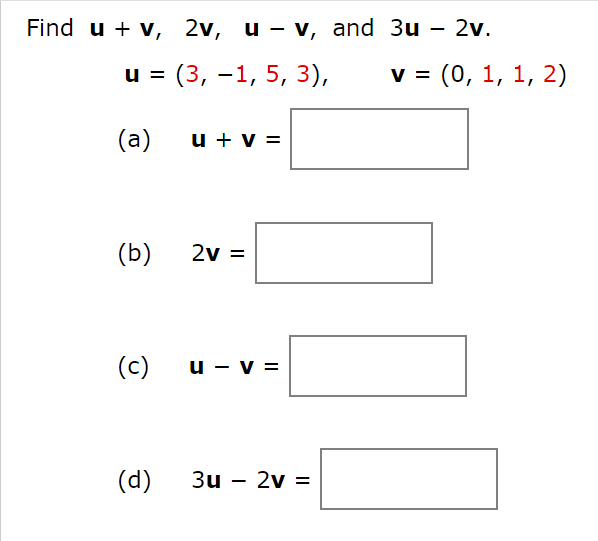 Solved Find U V 2v U V And 3u 2v U 3 1 5 Chegg Com