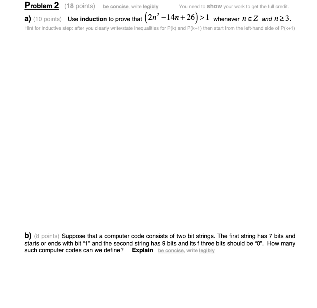 Solved Problem 2 (18 Points) Be Concise, Write Legibly _ You | Chegg.com