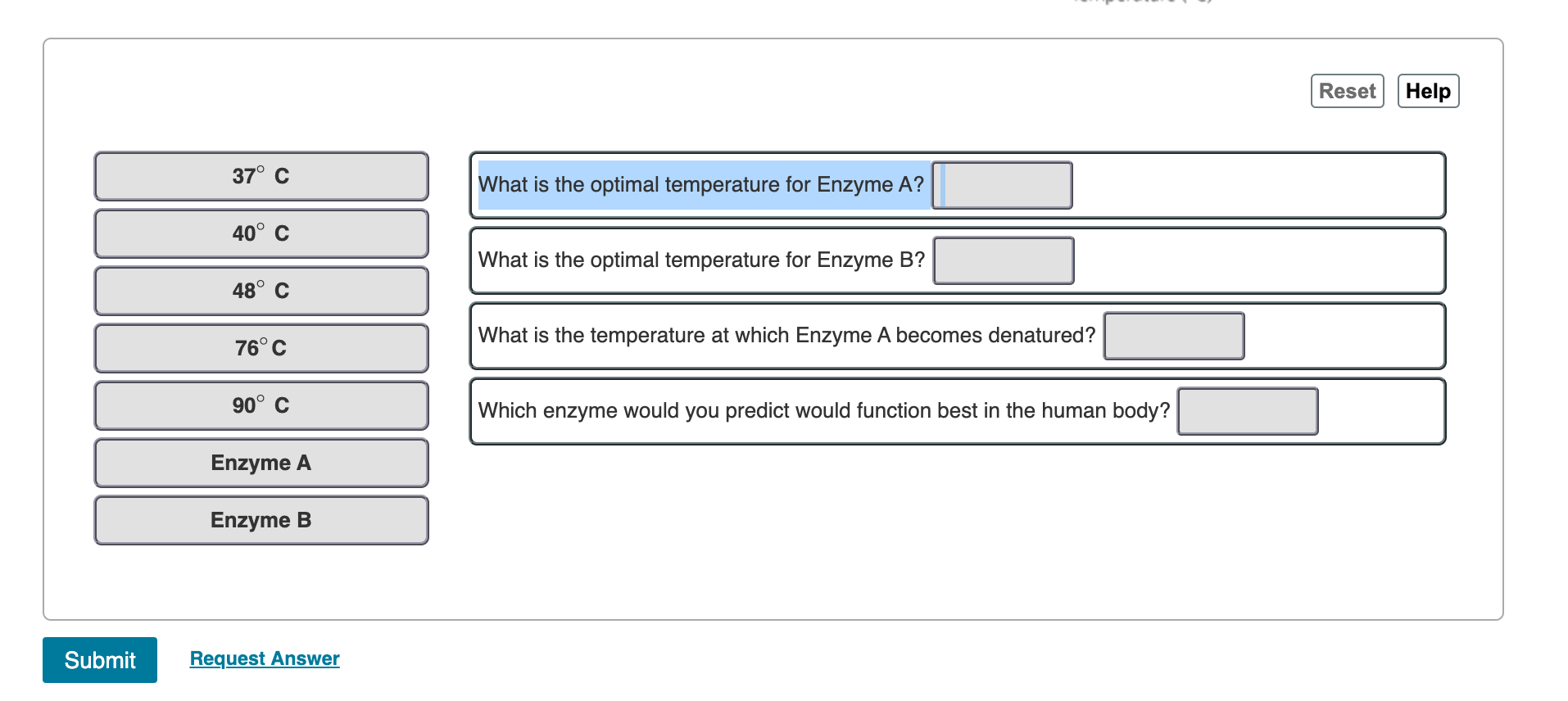 Solved Part B The effect of temperature and pH on enzyme