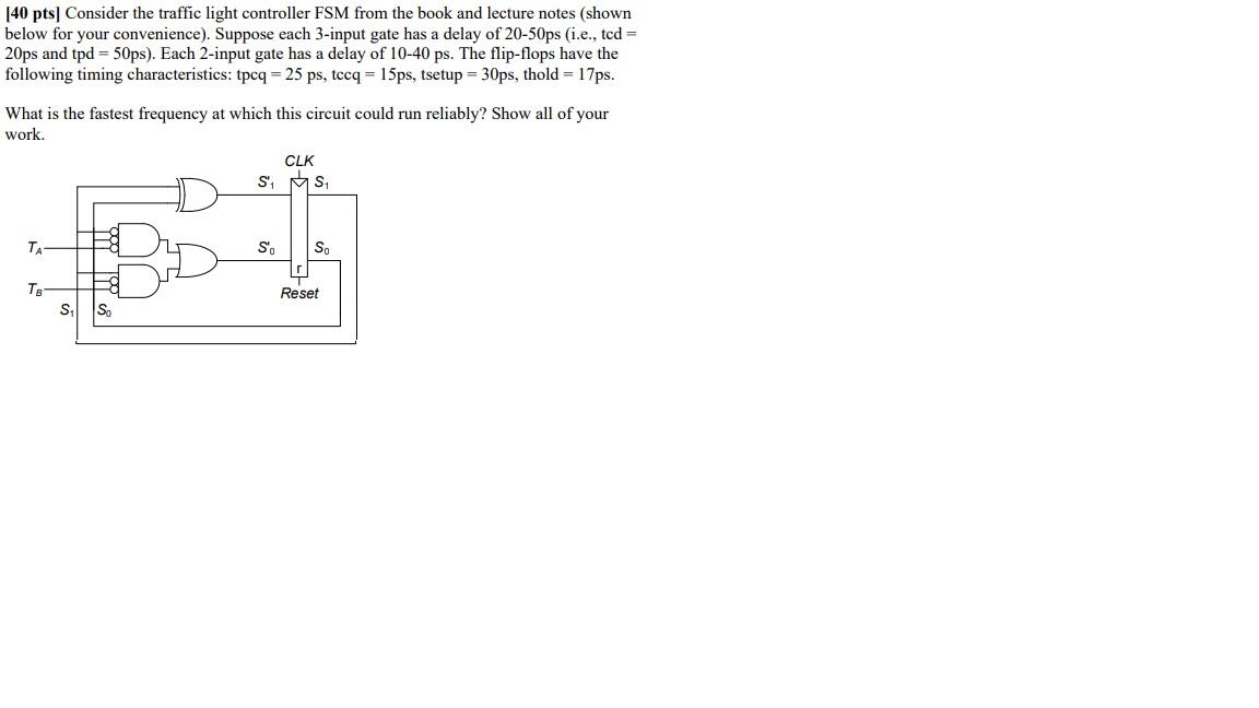 [40 pts] Consider the traffic light controller FSM from the book and lecture notes (shown below for your convenience). Suppos