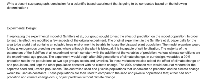 Write a decent size paragraph, conclusion for a | Chegg.com