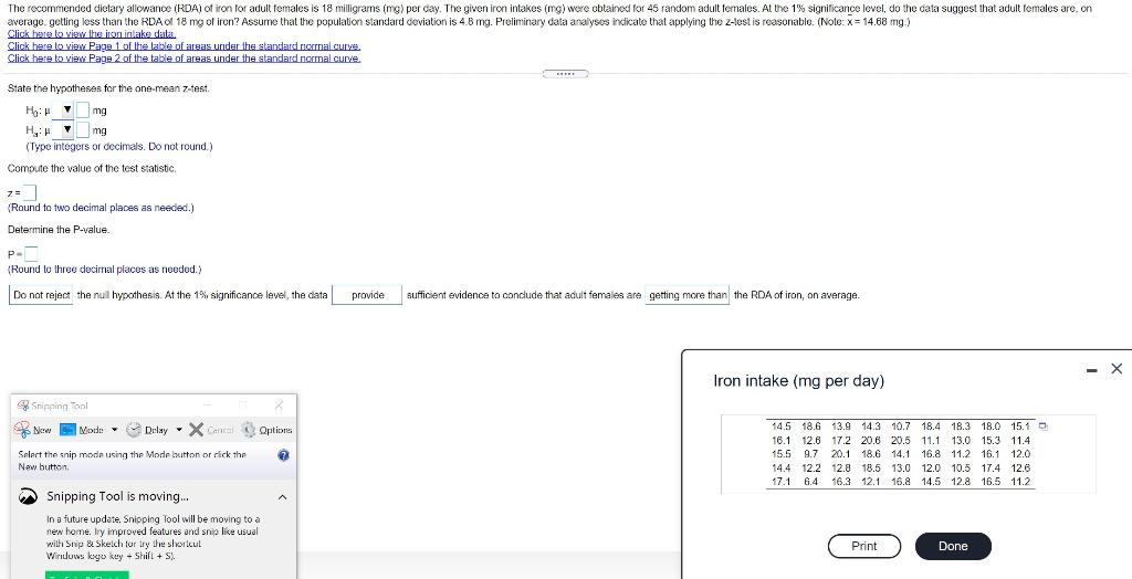 Solved The recommended dietary allowance (RDA) of iron for | Chegg.com