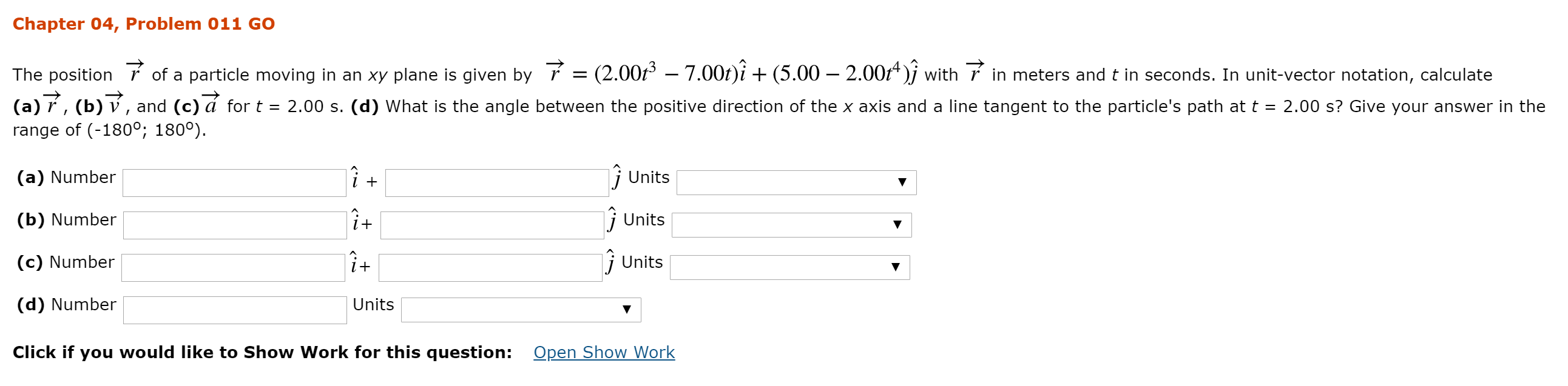 Solved Chapter 04, Problem 011 GO The position ñ of a | Chegg.com