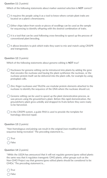 Solved Question 11 (3 points) Which of the following | Chegg.com