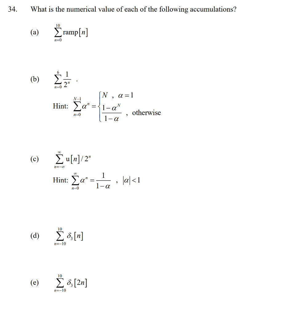 Solved 34. What is the numerical value of each of the | Chegg.com