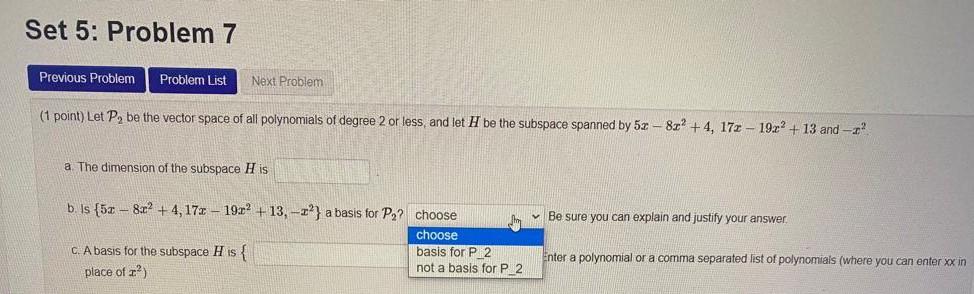 Solved Set 5: Problem 2 Previous Problem Problem List Next | Chegg.com