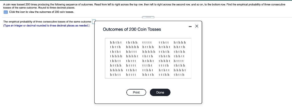 Solved A coin was tossed 200 times producing the following Chegg