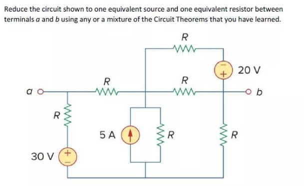 Solved Reduce the circuit shown to one equivalent source and | Chegg.com