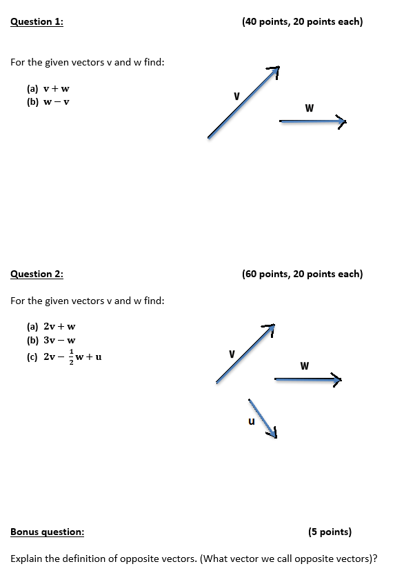 Solved Vectors (Geometric vectors): In this part we want to | Chegg.com
