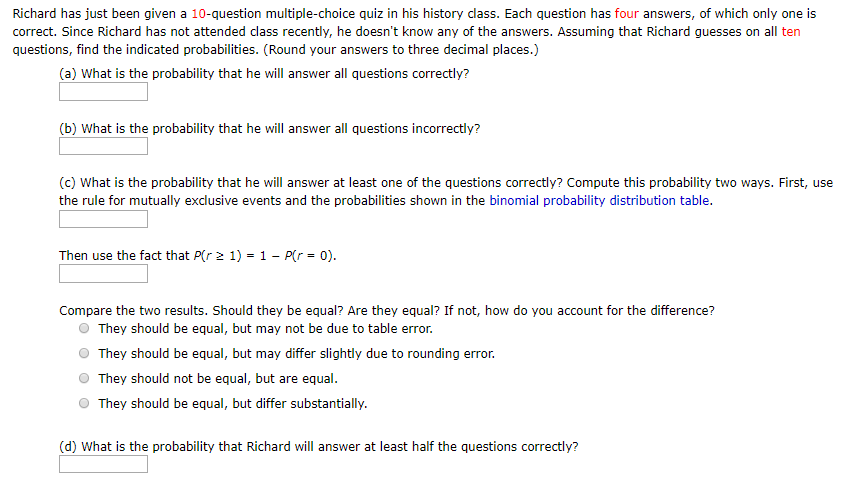 Solved Richard Has Just Been Given A 10-question 