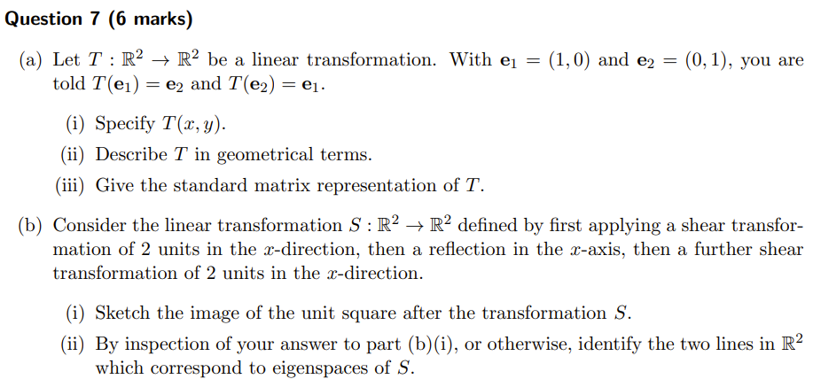 Solved (a) Let T:R2→R2 Be A Linear Transformation. With | Chegg.com