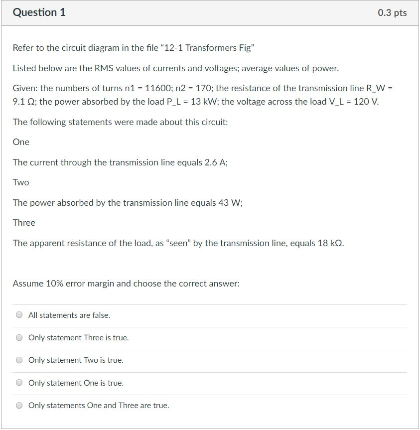 Solved Question 1 0.3 pts Refer to the circuit diagram in | Chegg.com