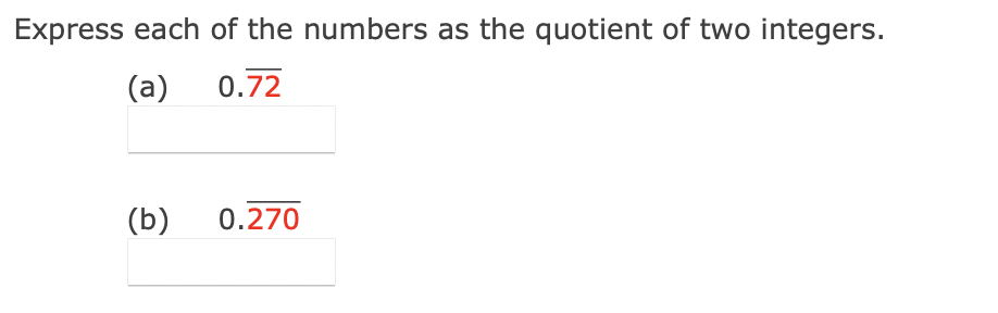 Solved Express each of the numbers as the quotient of two | Chegg.com