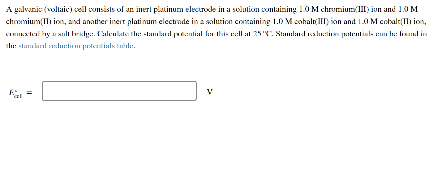Solved A galvanic (voltaic) cell consists of an inert