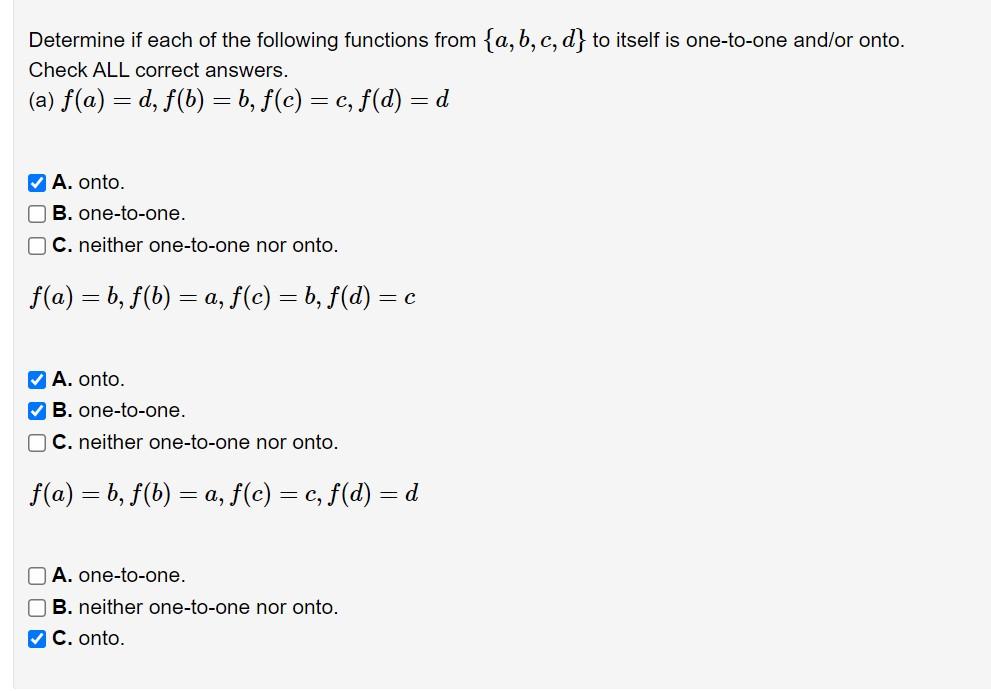 Solved Determine If Each Of The Following Functions From | Chegg.com