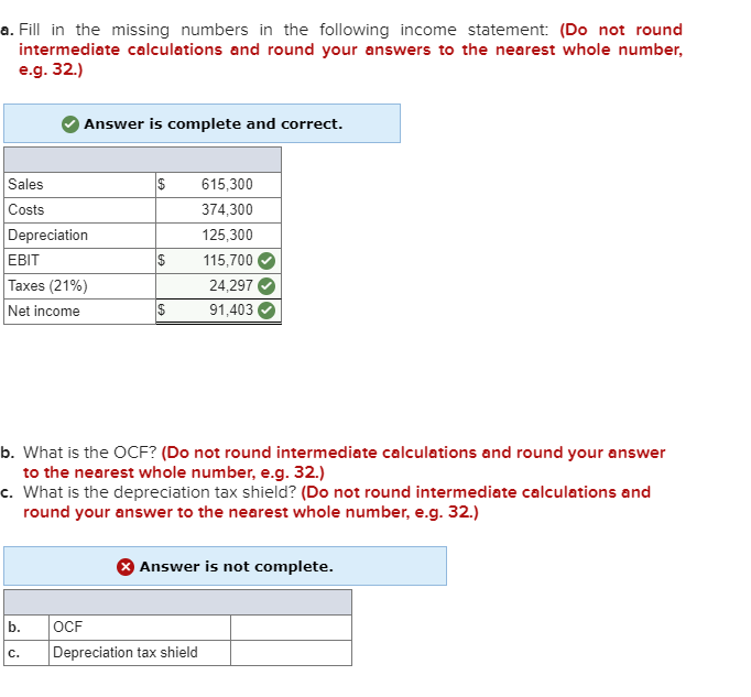 Solved A Fill In The Missing Numbers In The Following Chegg Com