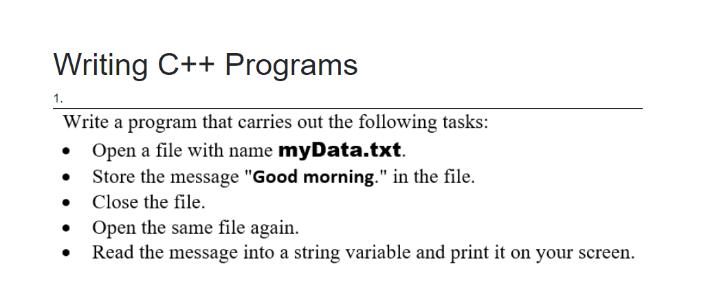 Solved Writing C++ Programs Write a program that carries out | Chegg.com