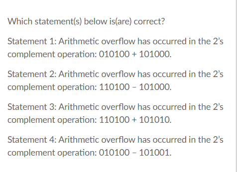 Solved Which statement(s) below is(are) correct? Statement | Chegg.com