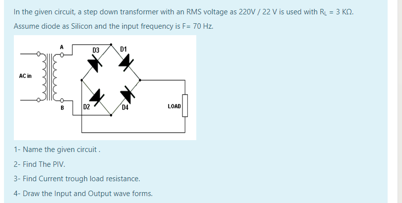 Solved In The Given Circuit, A Step Down Transformer With An | Chegg.com