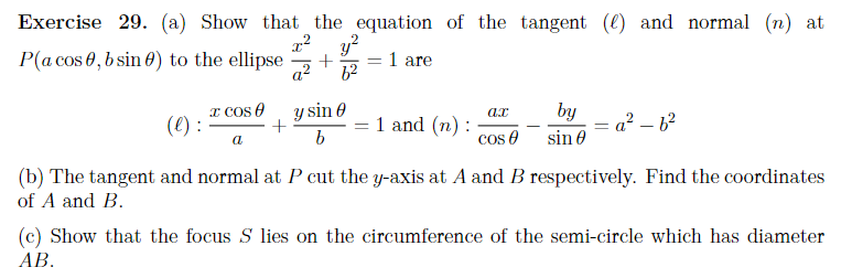 Solved Exercise 29. (a) Show that the equation of the | Chegg.com