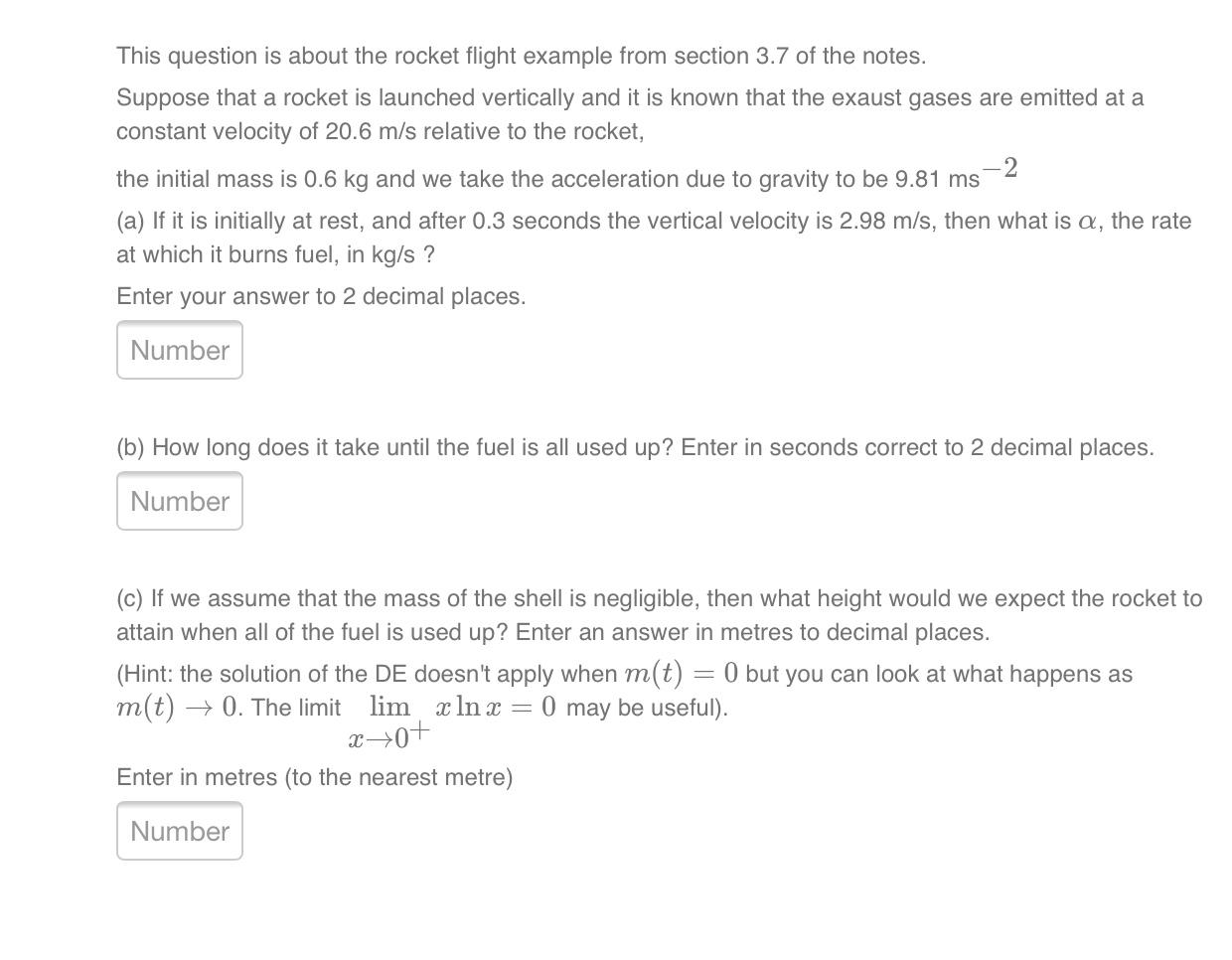 Solved This Question Is About The Rocket Flight Example From | Chegg.com