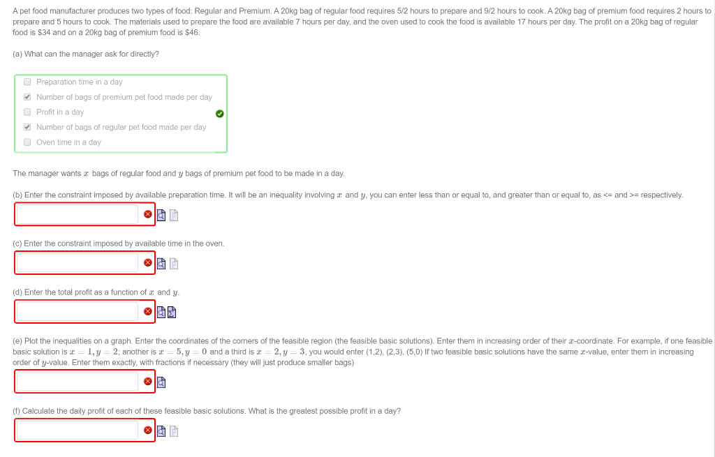 Solved A pet food manufacturer produces two types of food