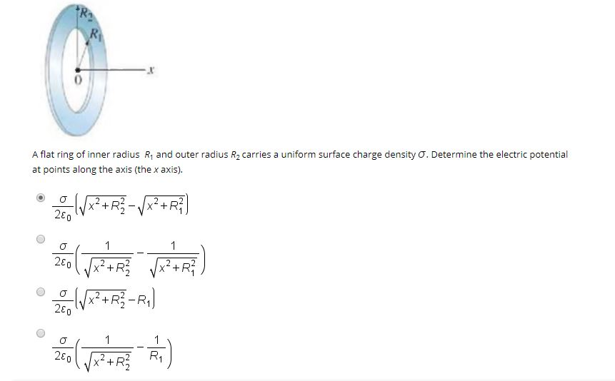 Solved .r A flat ring of inner radius R1 and outer radius R2 | Chegg.com