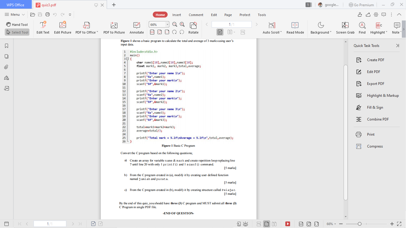 Solved WPS Office ? quiz3.pdf Х + google... Go Premium = | Chegg.com