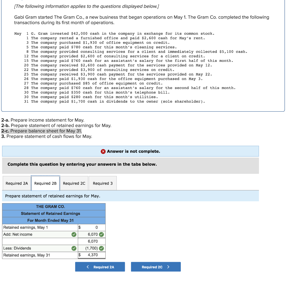 2 a prepare income statement for may b chegg com the balance sheet lists