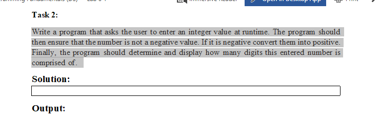 Task 2: Write a program that asks the user to enter | Chegg.com