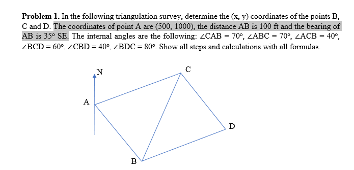 Solved Problem 1. In the following triangulation survey, | Chegg.com