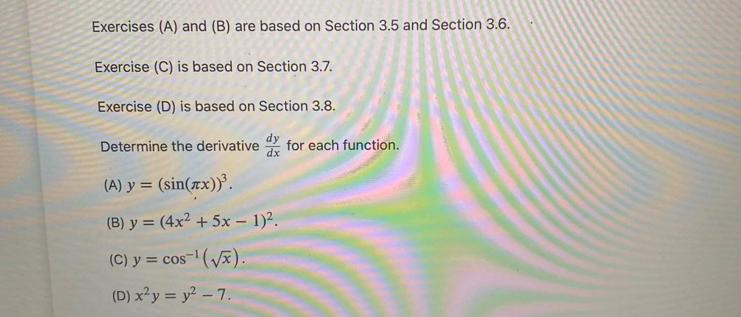 Solved Exercises (A) And (B) Are Based On Section 3.5 And | Chegg.com