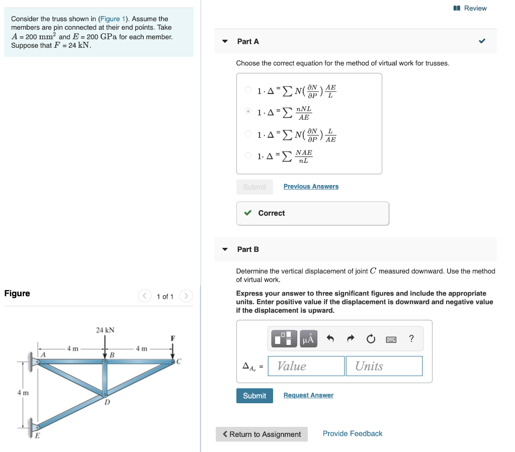 Solved u Review Consider the truss shown in (Figure 1). | Chegg.com