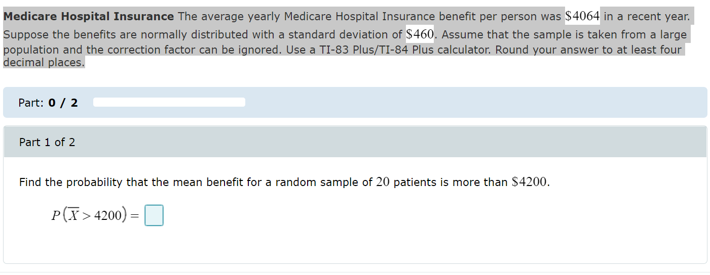 Solved Medicare Hospital Insurance The average yearly | Chegg.com