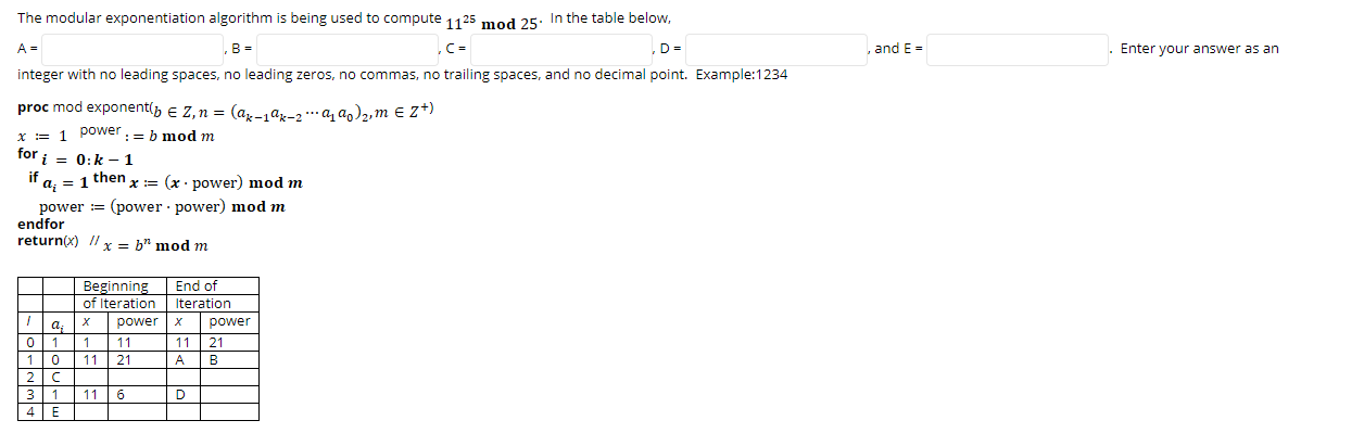 Solved C= and Enter your answer as an The modular | Chegg.com