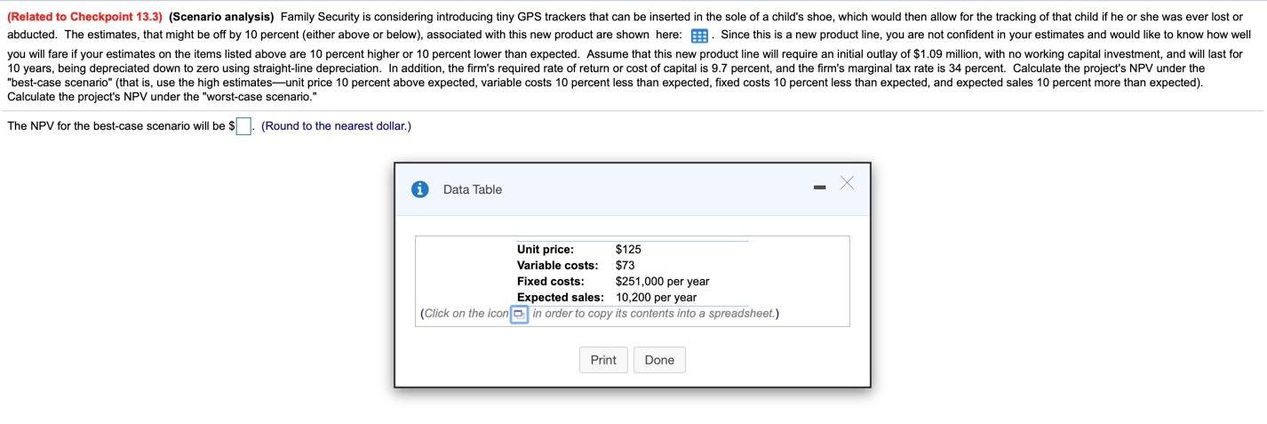 Related To Checkpoint 13 3 Scenario Analysis Chegg Com