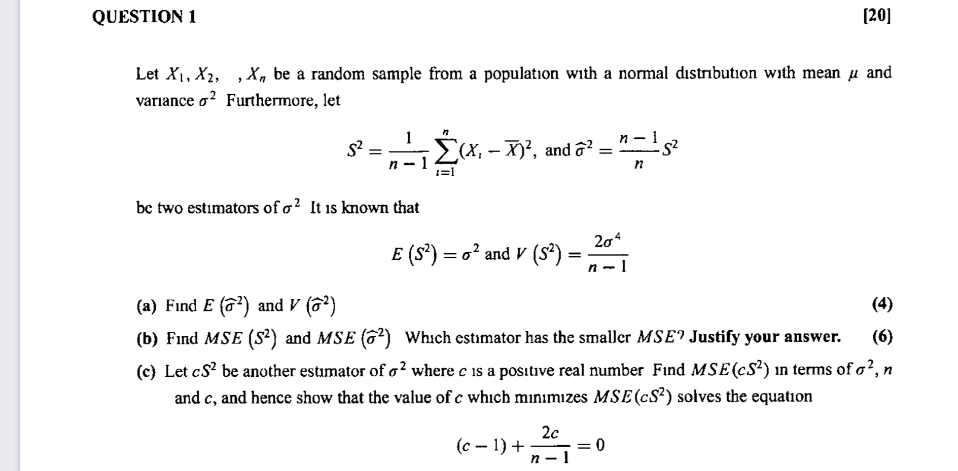 Solved Question 1 Let X1 X2 X Be A Random Sample Chegg Com