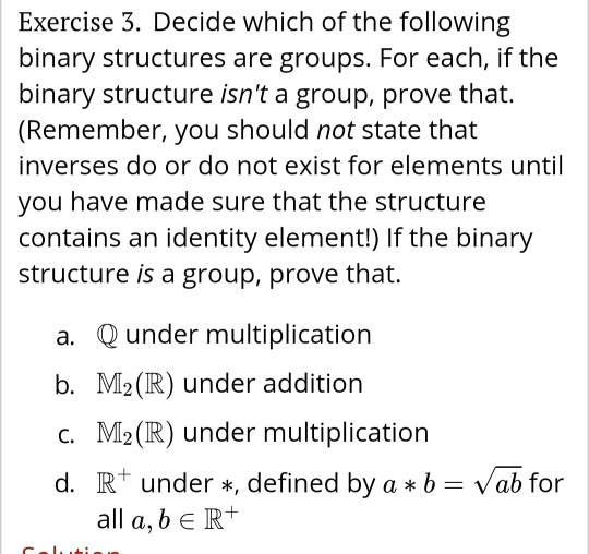 Solved Exercise 3. Decide which of the following binary | Chegg.com