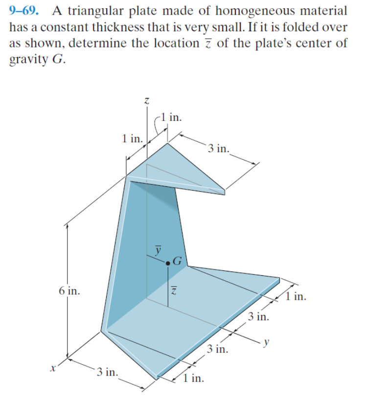 Solved 9-69. A triangular plate made of homogeneous material | Chegg.com