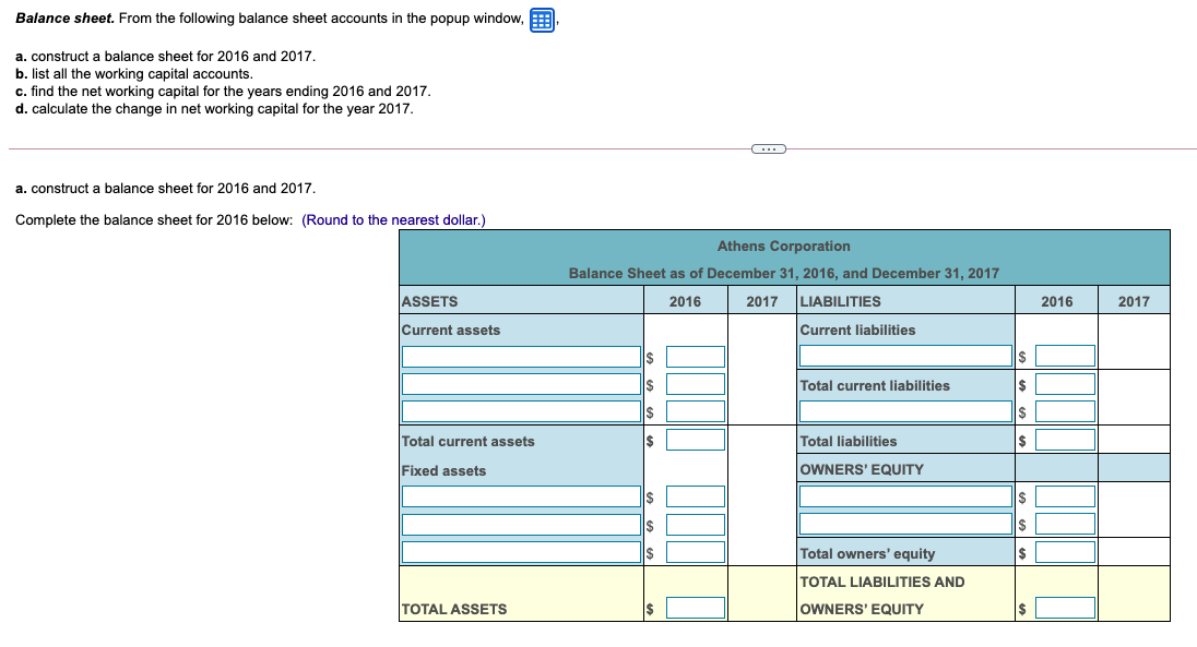 Solved Balance Sheet. From The Following Balance Sheet | Chegg.com