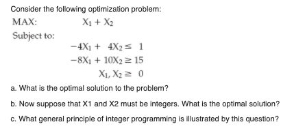 Solved Consider the following optimization problem: MAX: X1 | Chegg.com