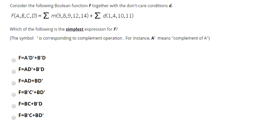 Solved Consider The Following Boolean Function F Together | Chegg.com